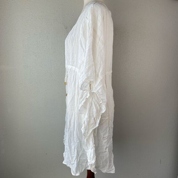 NWT Blue Rod Beattie White Sheer and Gold Metalllic Swim Coverup Size L - Picture 3 of 8